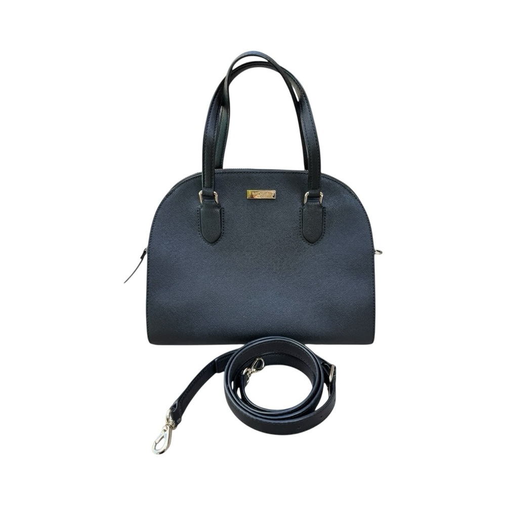 Kate Spade versatile classic black bag with detachable shoulder strap.